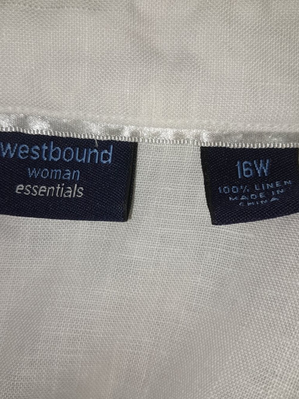 Westbound Woman Essentials 100% Linen Women's White Blouse Plus Size 16 W - Picture 4 of 5